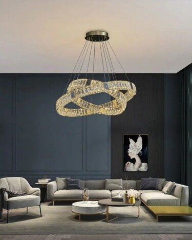 Candelabru LED 84 W Crystals Mozaique Gold 2, LED inclus, 2 surse de iluminare, Telecomanda, Dimabil